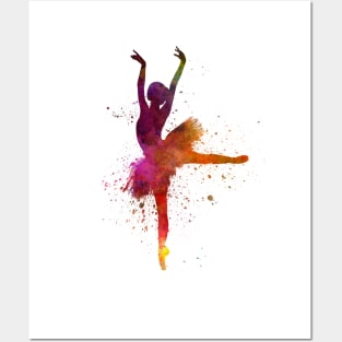 Classical ballet girl in watercolor Posters and Art